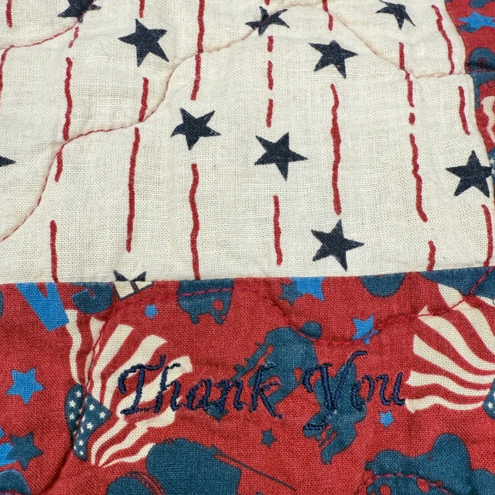 Vintage Military inspired baby quilt/lap blanket, two sided 33.5inx33.5in - Picture 7 of 11
